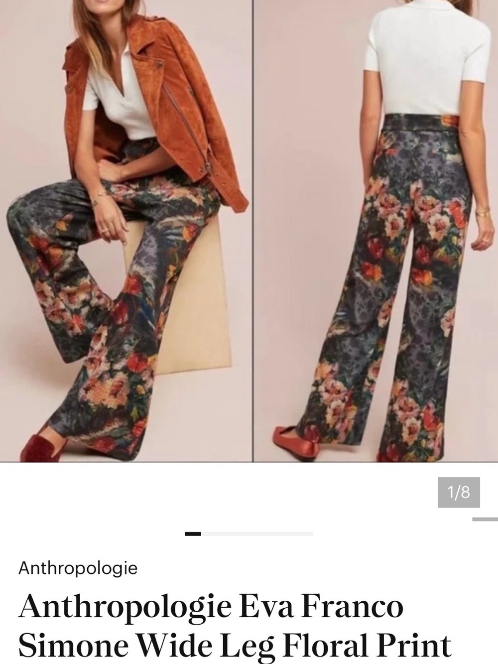 Anthropologie Eva Franco Simone Wide Leg Floral Print Trouser Pants Sz S